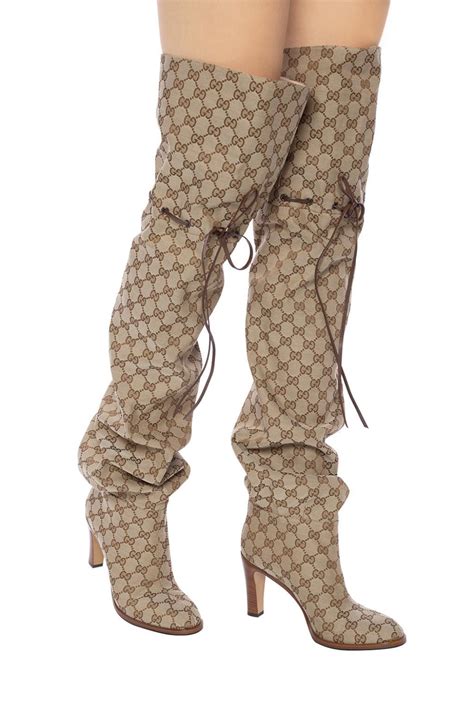 gucci boots women knee high boot|Gucci print thigh high boots.